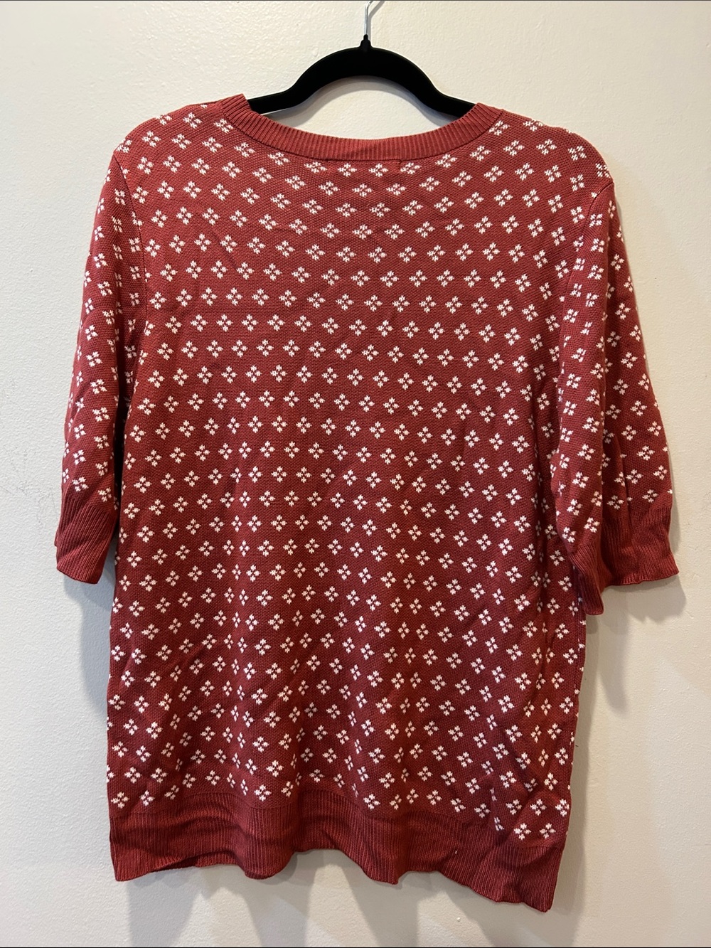 Daniel Rainn Rust Red Short-Sleeve Knit Top with White Dot Pattern - Picture 6 of 6